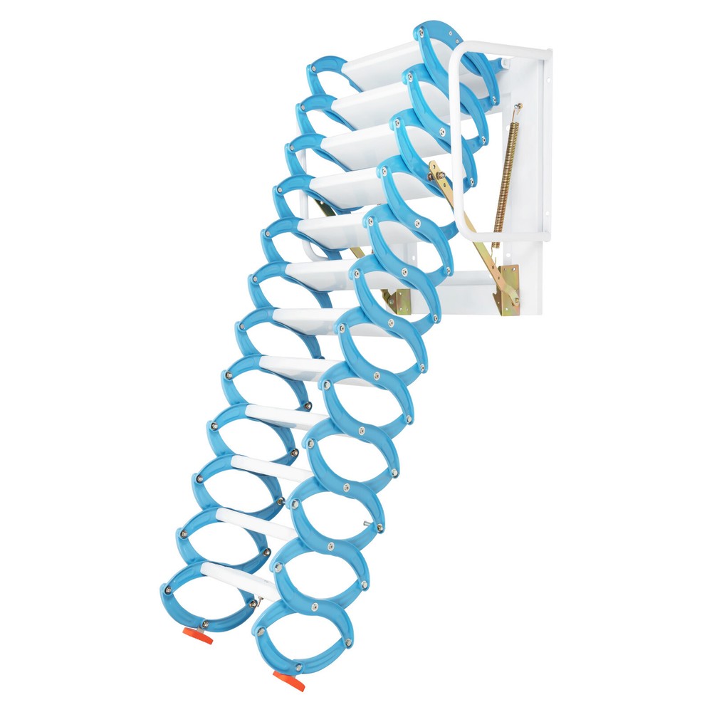 🔥12 Steps Loft Wall Folding Pulldown Attic Ceiling Ladder Stairs 1102.3 lbs