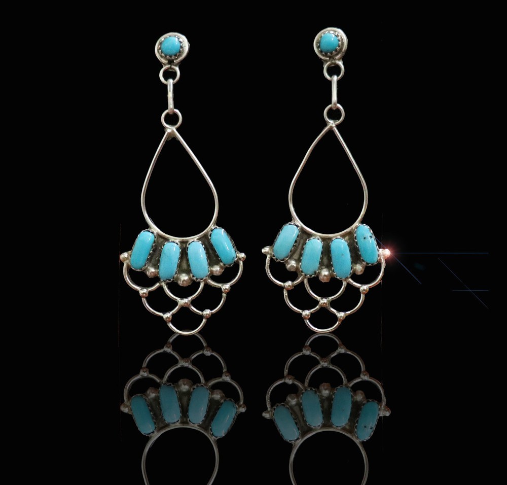 Dashana Chandelier Turquoise & Sterling Silver Post Earrings