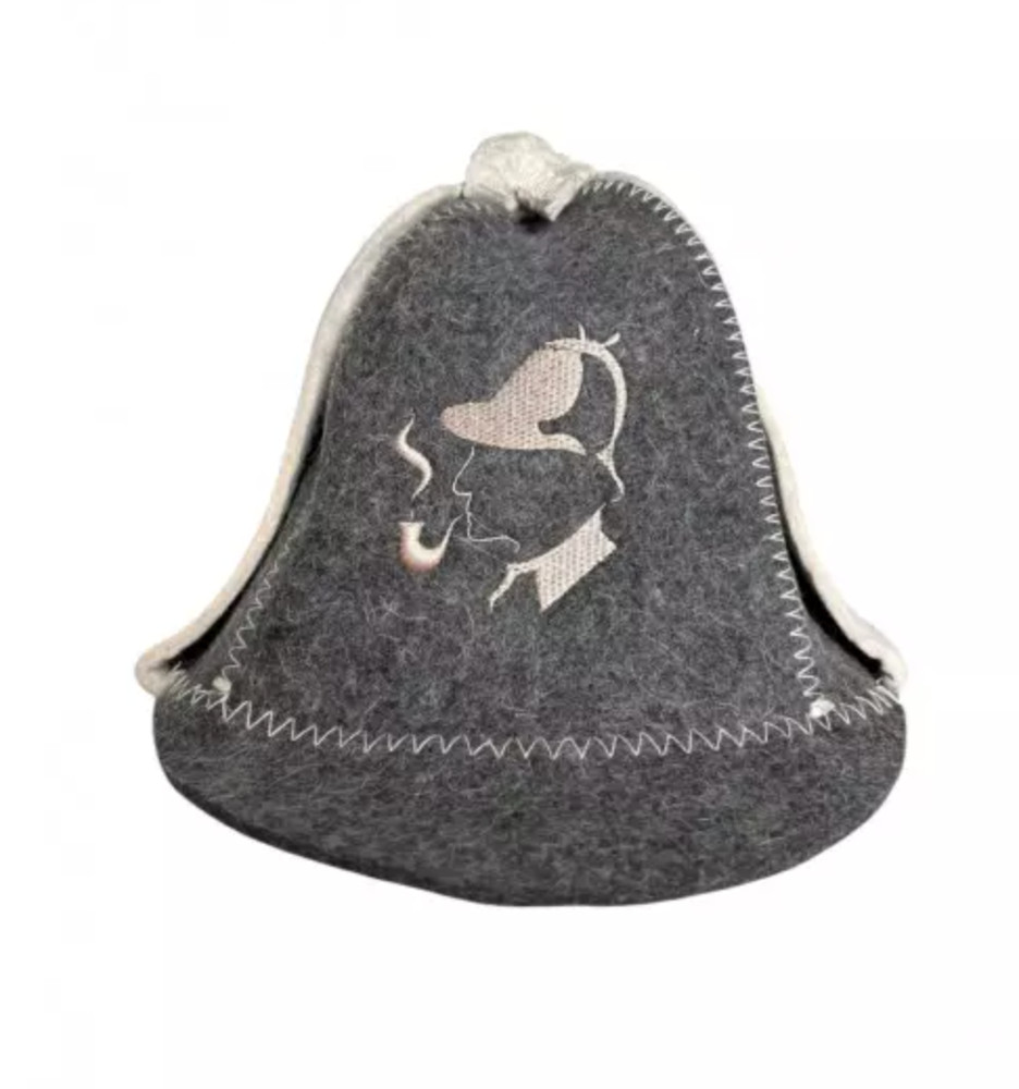 Sauna hat -   Sherlock Holmes, wool 100% , grey