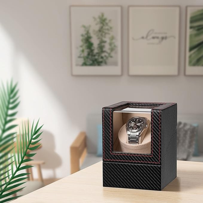 Automatic Rotation Single Watch Winder Box Leather Storage Display Case Gift✨