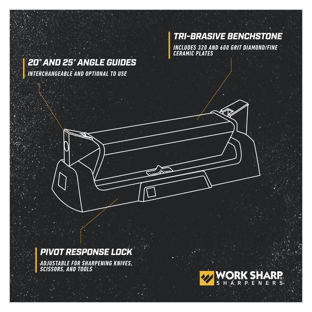 WORK SHARP Benchstone Knife Sharpener 3-Sided Manual Use