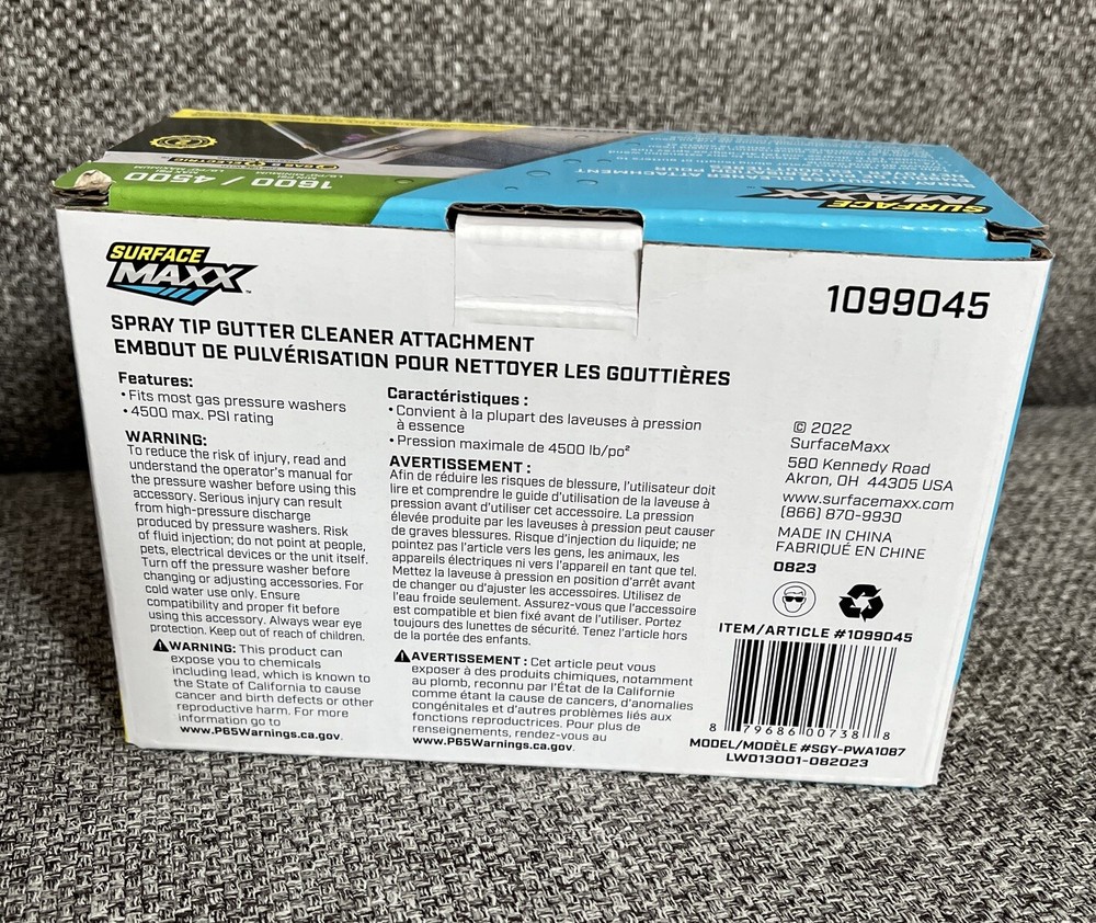 Surface Maxx Spray Tip Gutter Cleaner Attachment Pressure Washer Compatible
