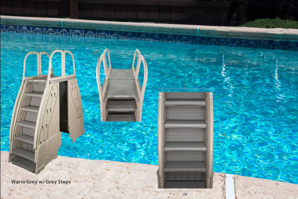 Confer Roll Guard A Frame Above Ground Step Entry System - Warm Grey Step