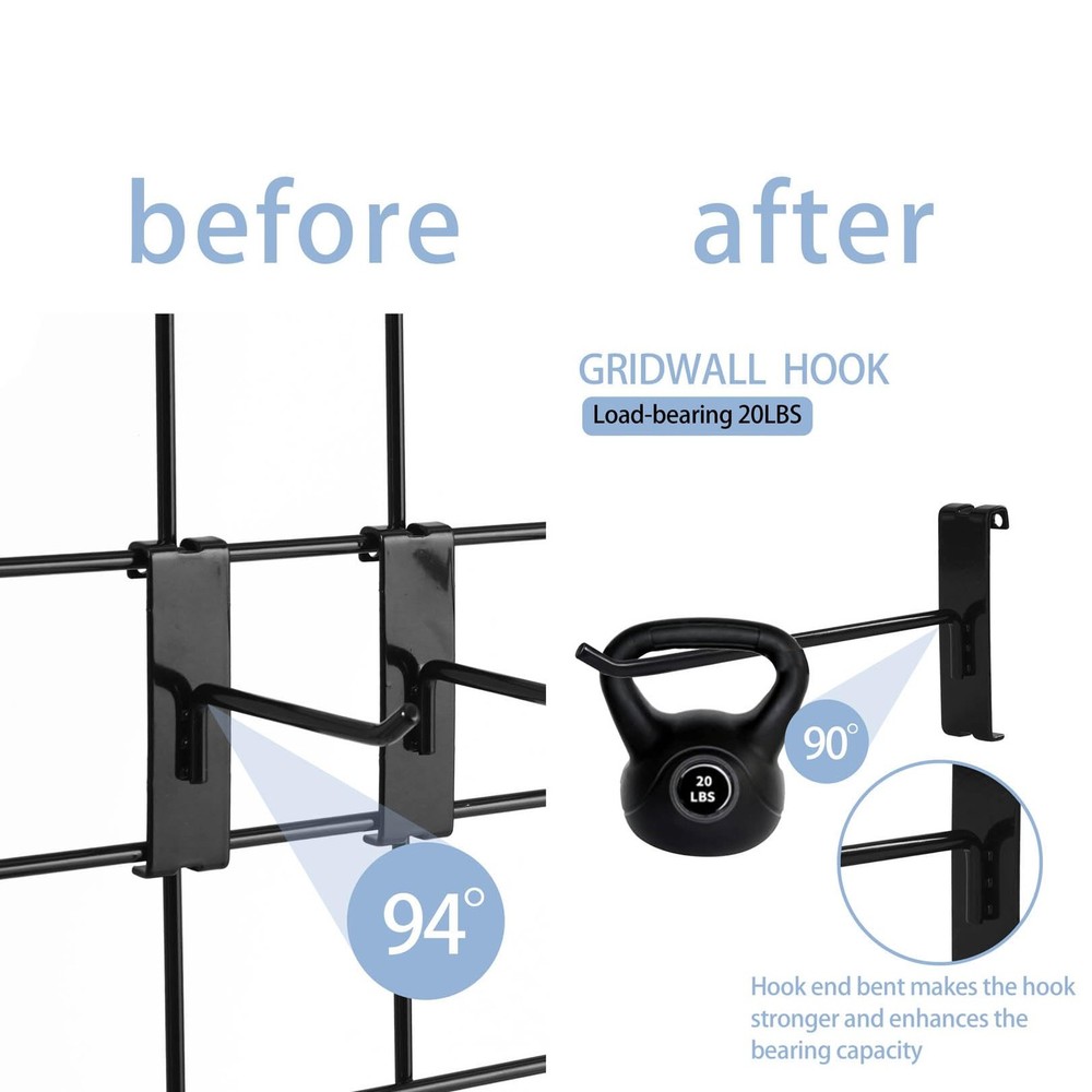50 PC 8 inch Black Heavy Duty Gridwall Hooks for Grid Wall Panel Display