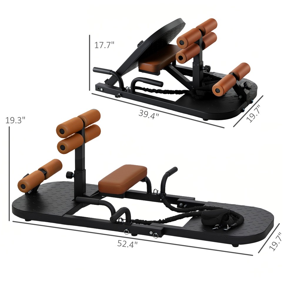 Soozier Sissy Squat Machine Hip Thrust Machine with Push Up Stand, Black