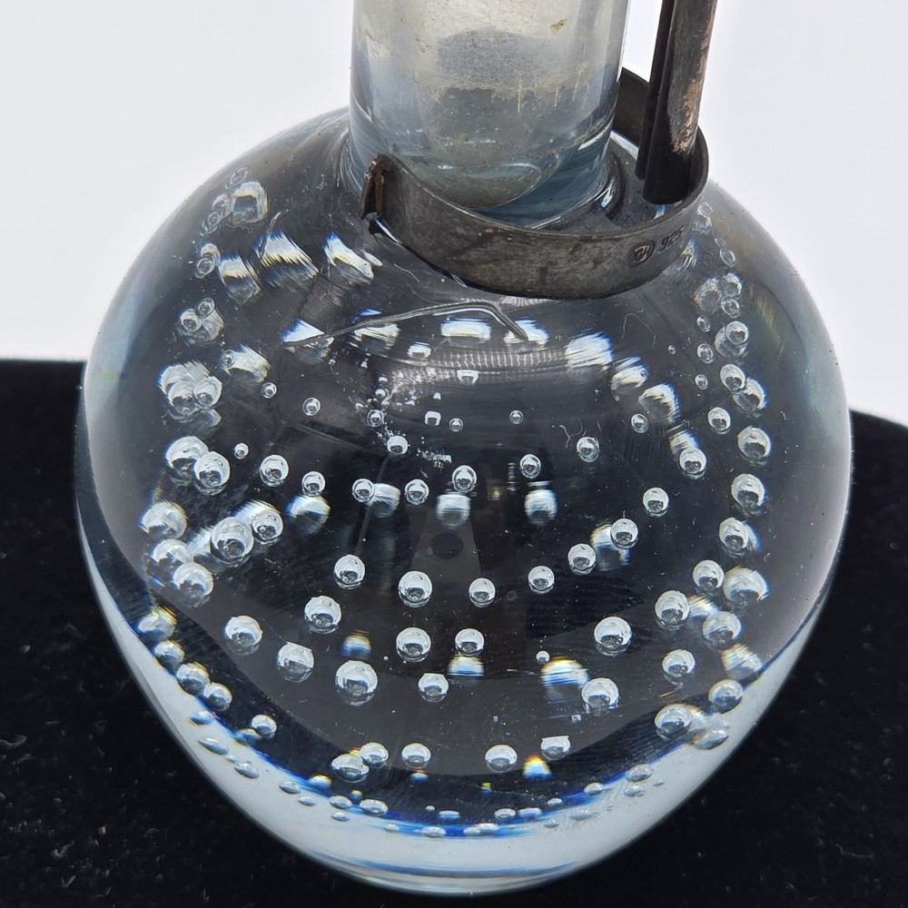 Sterling Silver Handle Bubble Glass Bud Vase 9.5"