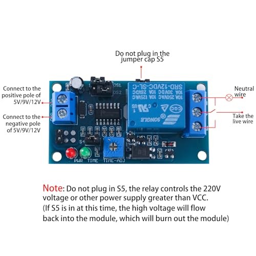 12V Multi-Mode Delay Timer Relay Module with Optocoupler for Home Automation,