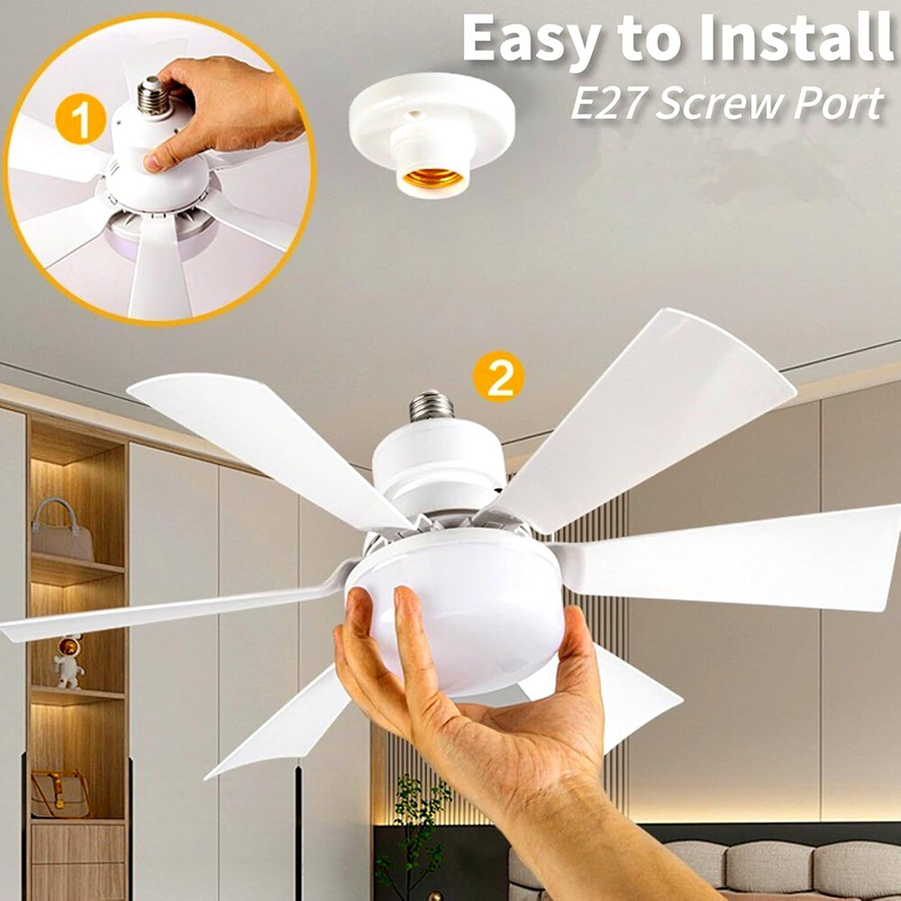 Socket Ceiling Fans with Lights and Remote- Socket Fan light with Dimmable Led