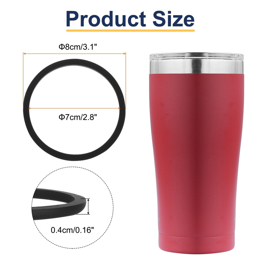 2pcs 40oz Replacement Silicone Lid Seals Ring (3", O-shaped, Black)