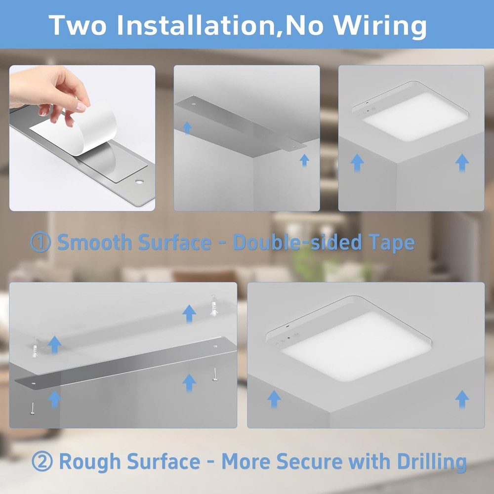 2x Rechargeable Motion Sensor Ceiling Light Dimmable Magnetic Mount Closet Light