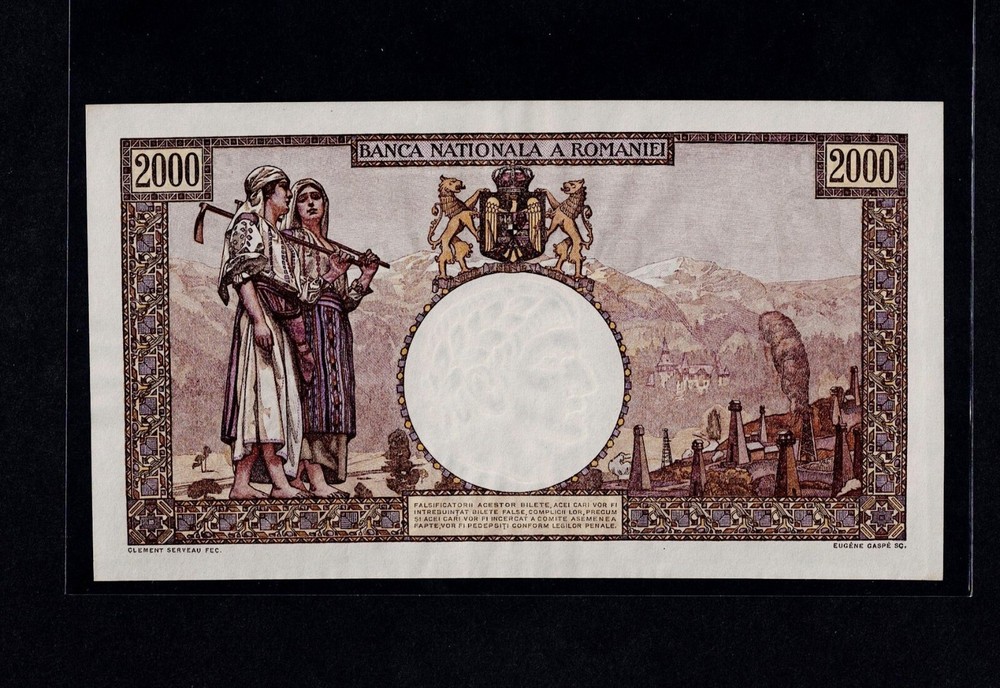 ROMANIA 2000 LEI 1941 P#53a ALMOST UNC