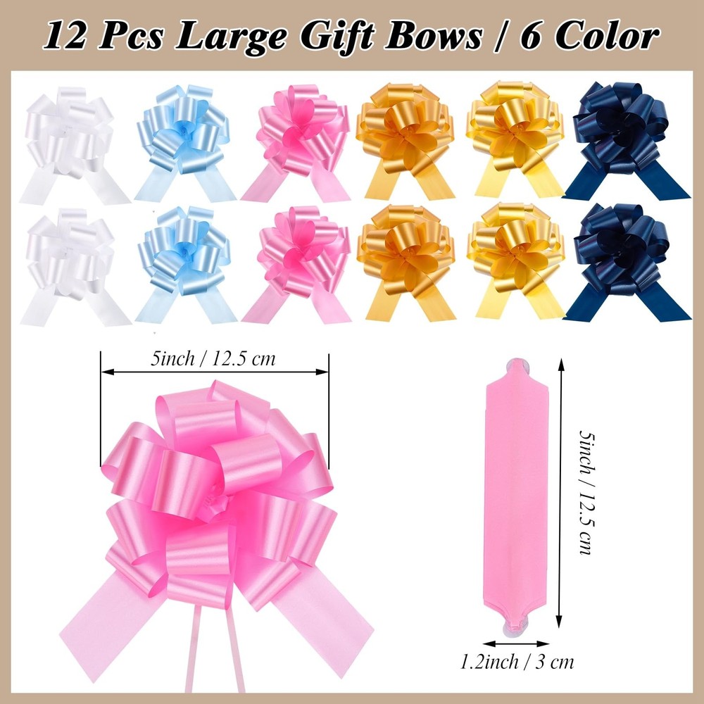12 PCS Extra Large Cellophane Bags 40x50 Inch Easter Wrap 12 Pull Bows