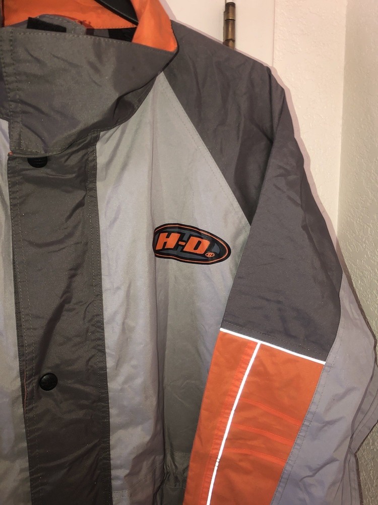Harley Davidson Riding Rain Suit Jacket Pants Set Size Medium Reflective Gray