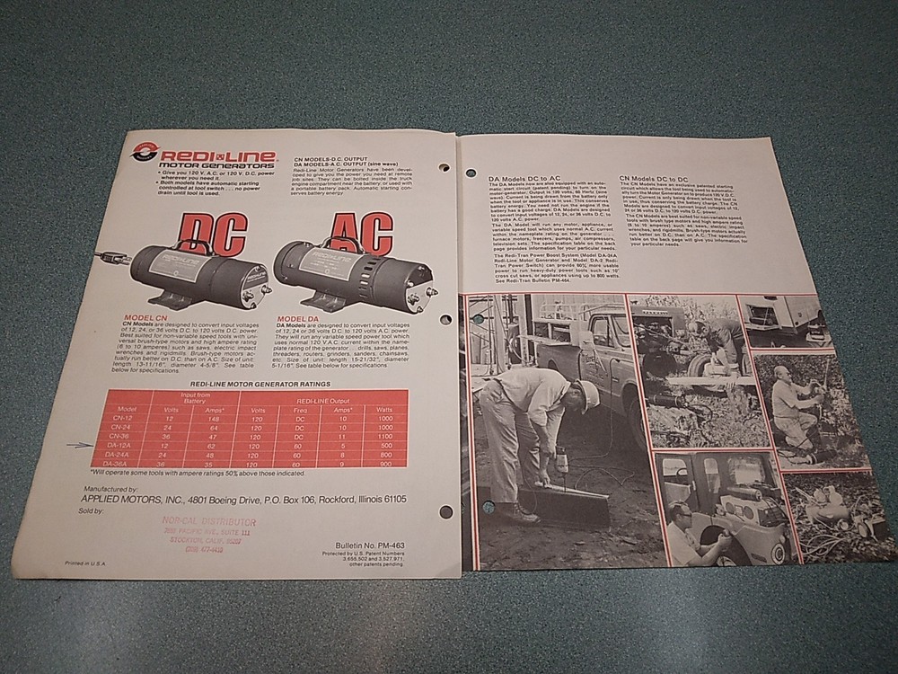 Redi Line Motor Generator Model DA Catalog