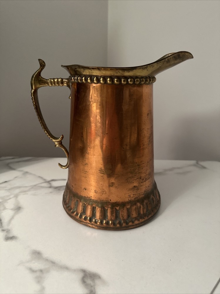 Vintage Copper And Brass Pitcher