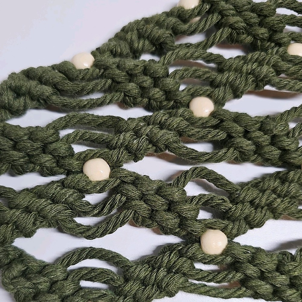 Handmade Green Macrame 15" long, 10 " across