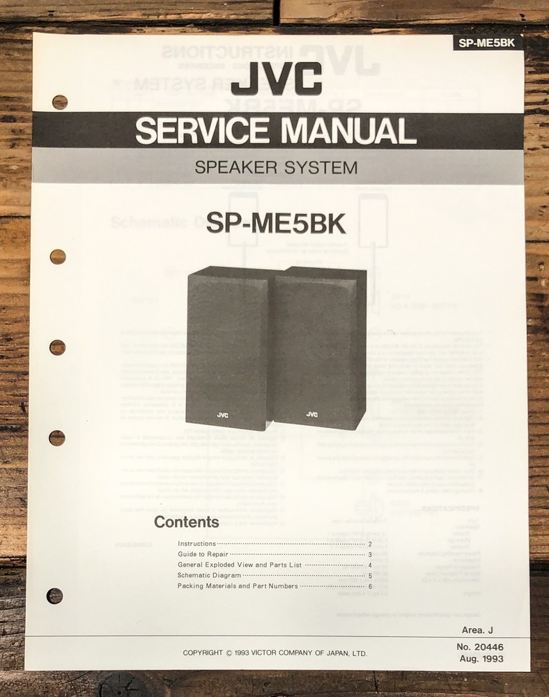 JVC SP-ME5 Speaker Service Manual *Original*