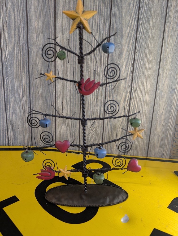 Vintage Primitive Metal Christmas Tree Table top