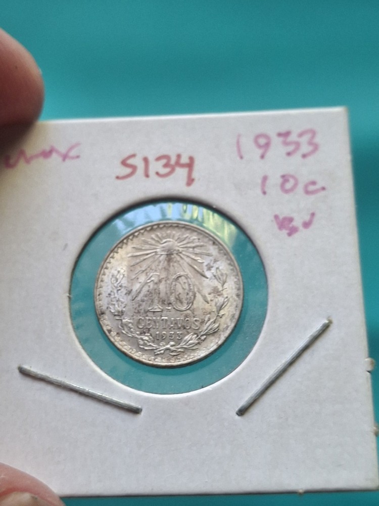 Unc Uncirculated 1933 Mexico Centavos Silver Coin