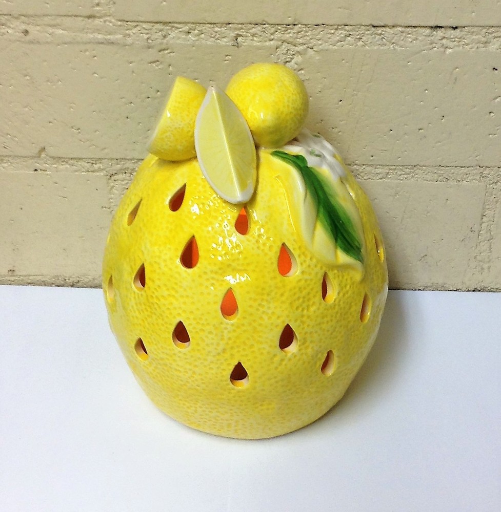 Home Reflections Decorative Kitchen Lemon Fruit Flameless Candle Light Luminary