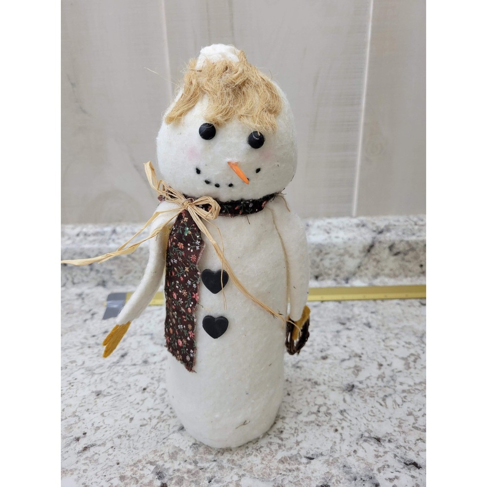 Rustic Farmhouse Snowman Plush Doll Decorative Accent