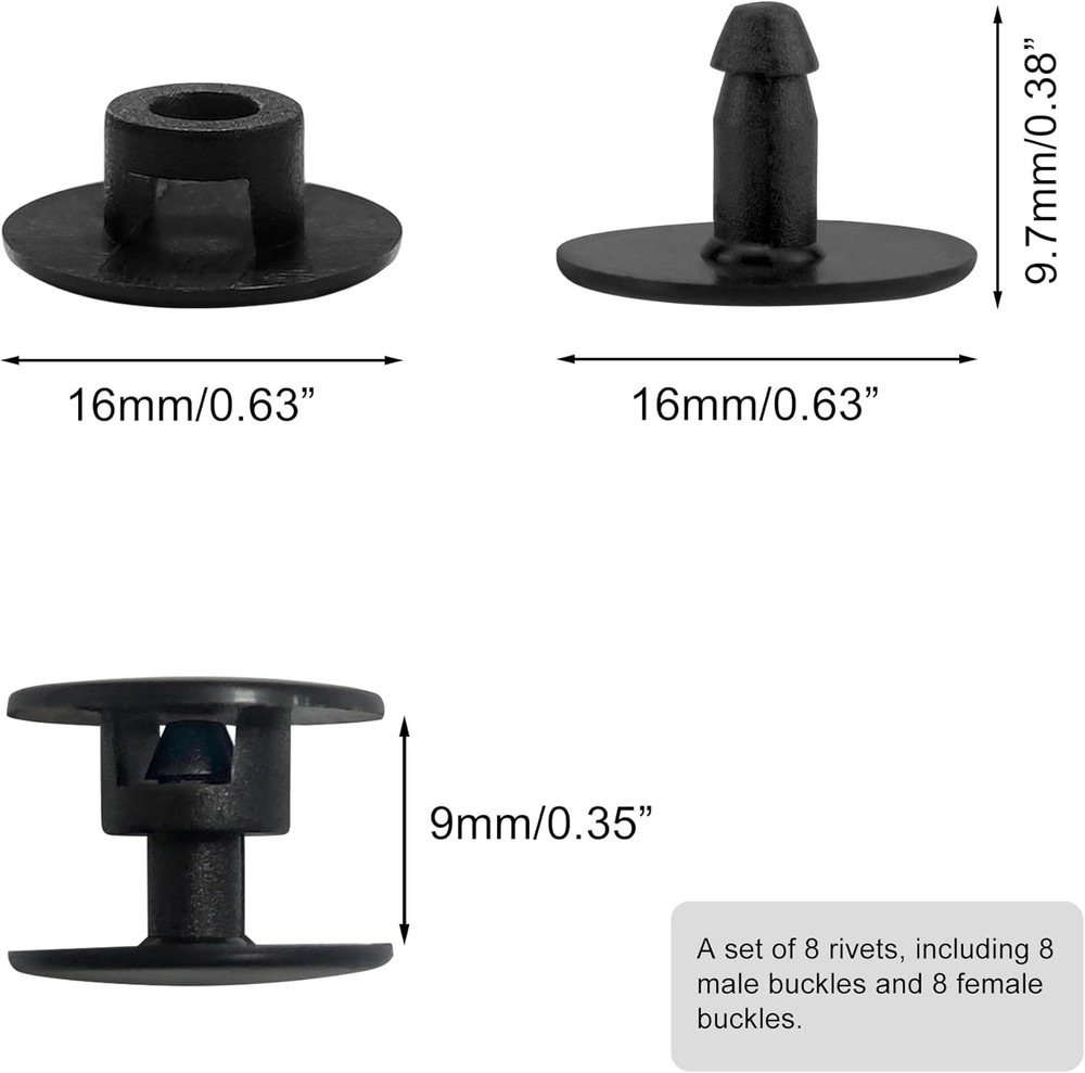 8 Sets Replacement Rivets, Clogs Shoe Strap Repair Fastener Button, Black Riv...
