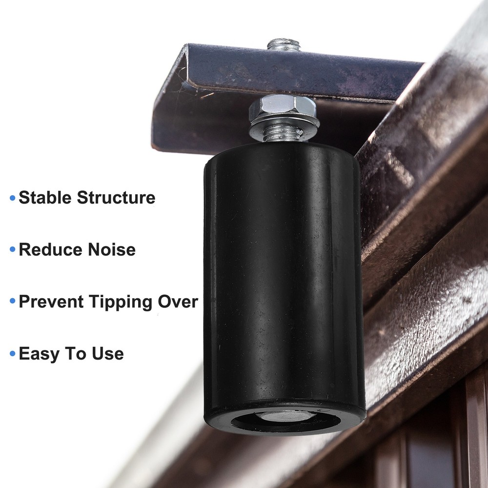 4Pcs Slide Gate Guide Roller 4" Nylon Sliding Gate Support Assembly Black