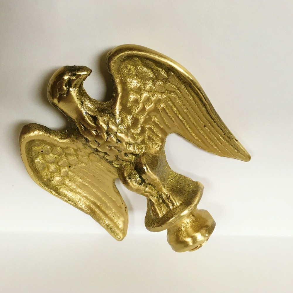 Lamp Finial-Solid Cast BRASS EAGLE, Highly Detailed W/Dual Threads, WB Finish