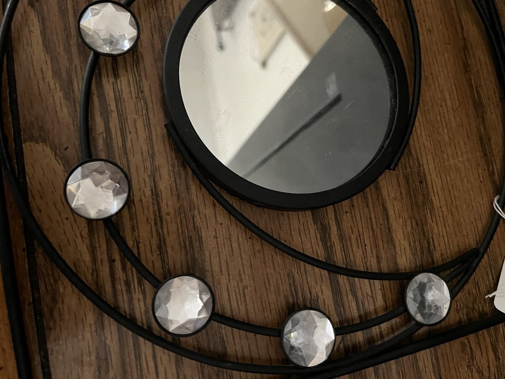 DECORATIVE FRAMED MIRROR metal Frame/beaded 9x9/mirror 3.5x3.5