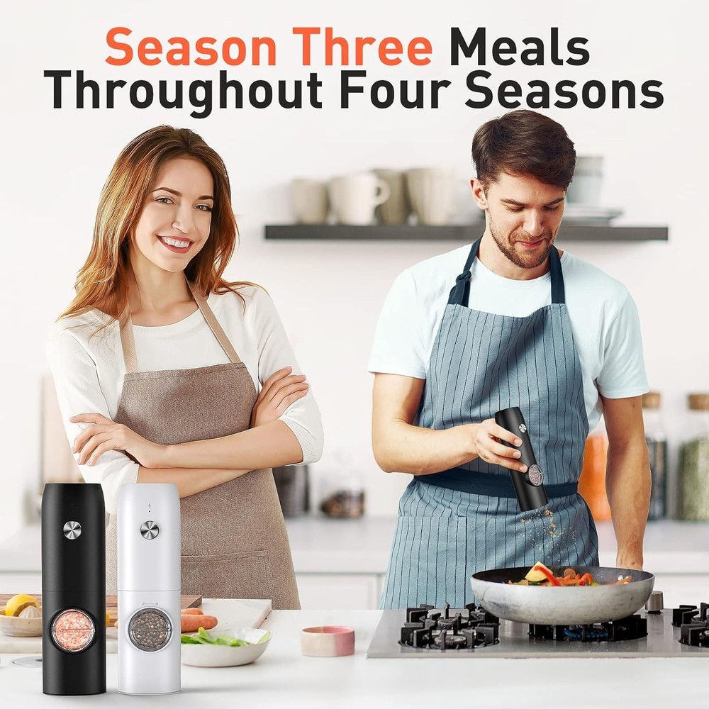 Rechargeable Salt & Pepper Grinders - 2 Pack