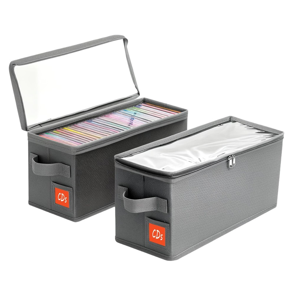 yoyobubu Stackable CD Holder & Storage Case - CD Storage Box Organizer with L...
