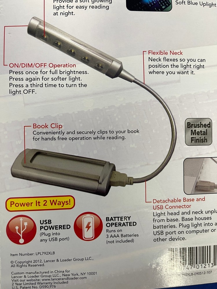 NEW - Ritelite LPL792 Wireless USB 5-LED Touch-On Computer Light