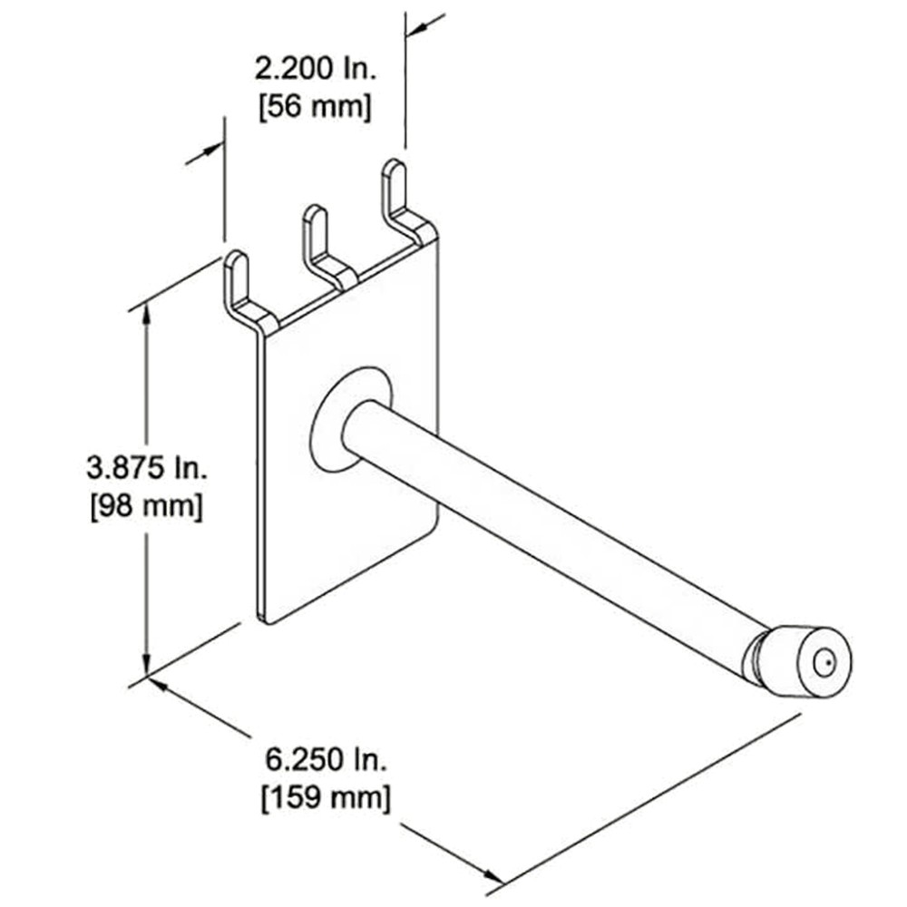 D'Luca 6" Padded Hook Fits Slatwall And Peg Wall