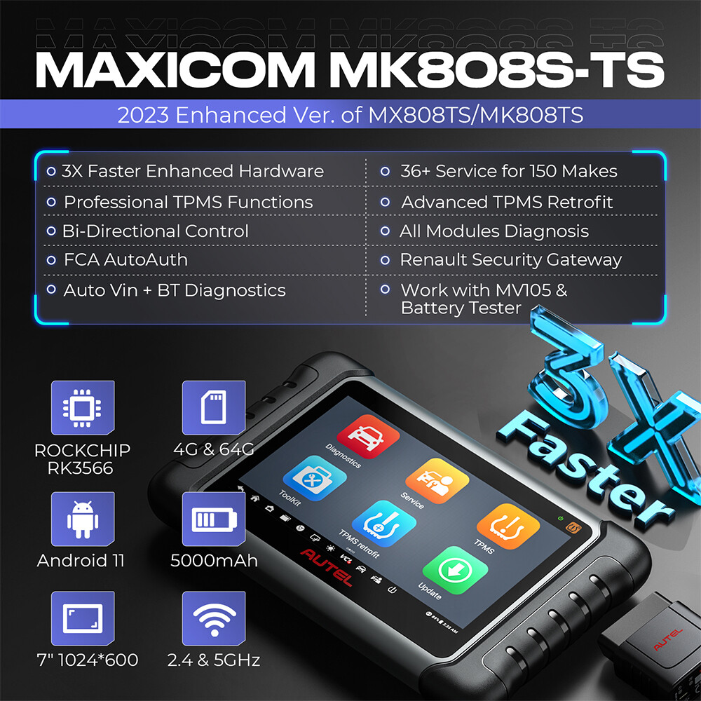 Autel MK808S-TS Bluetooth OBD2 Diagnostic Scanner TPMS Programming KEY Coding