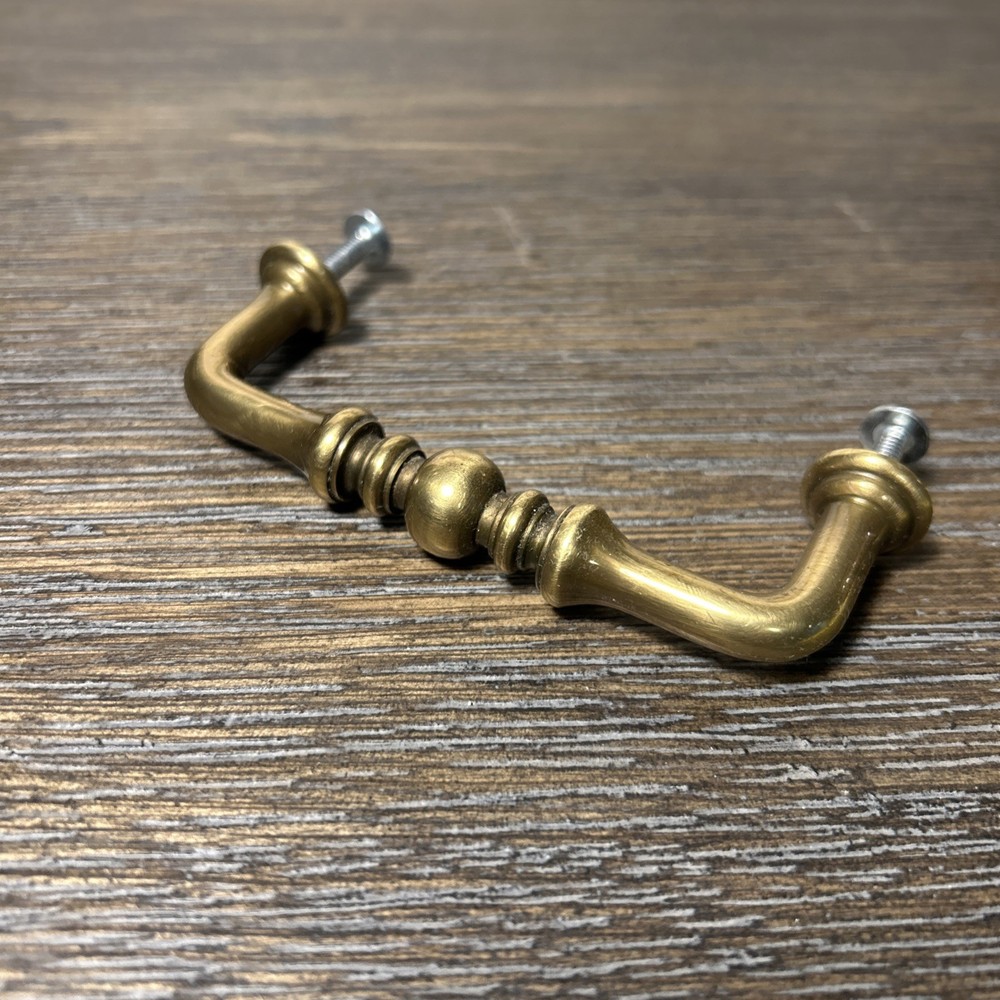 French Heritage Solid Brass Drawer Pull/Cabinet Handle 3 1/2” Projection 1 1/4”