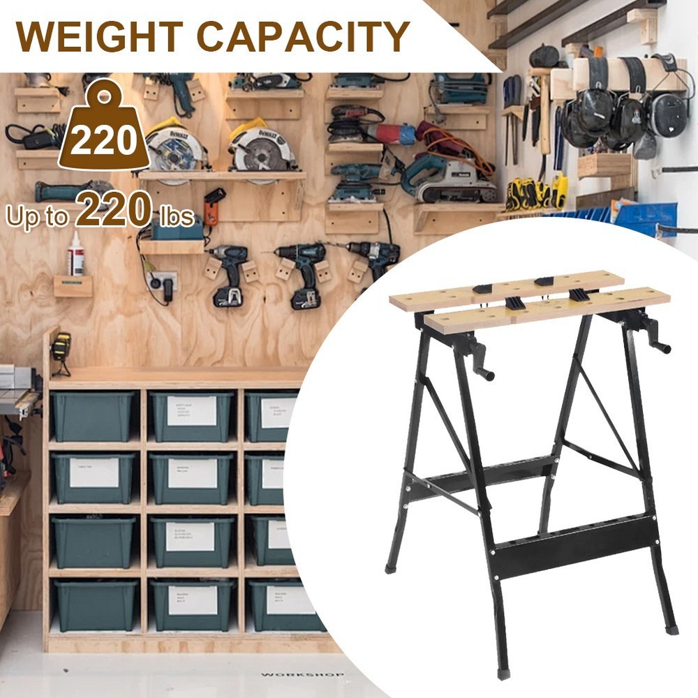 Workbench Foldable Wooden Portable Clamping Folding Worktop Table With Stand DIY