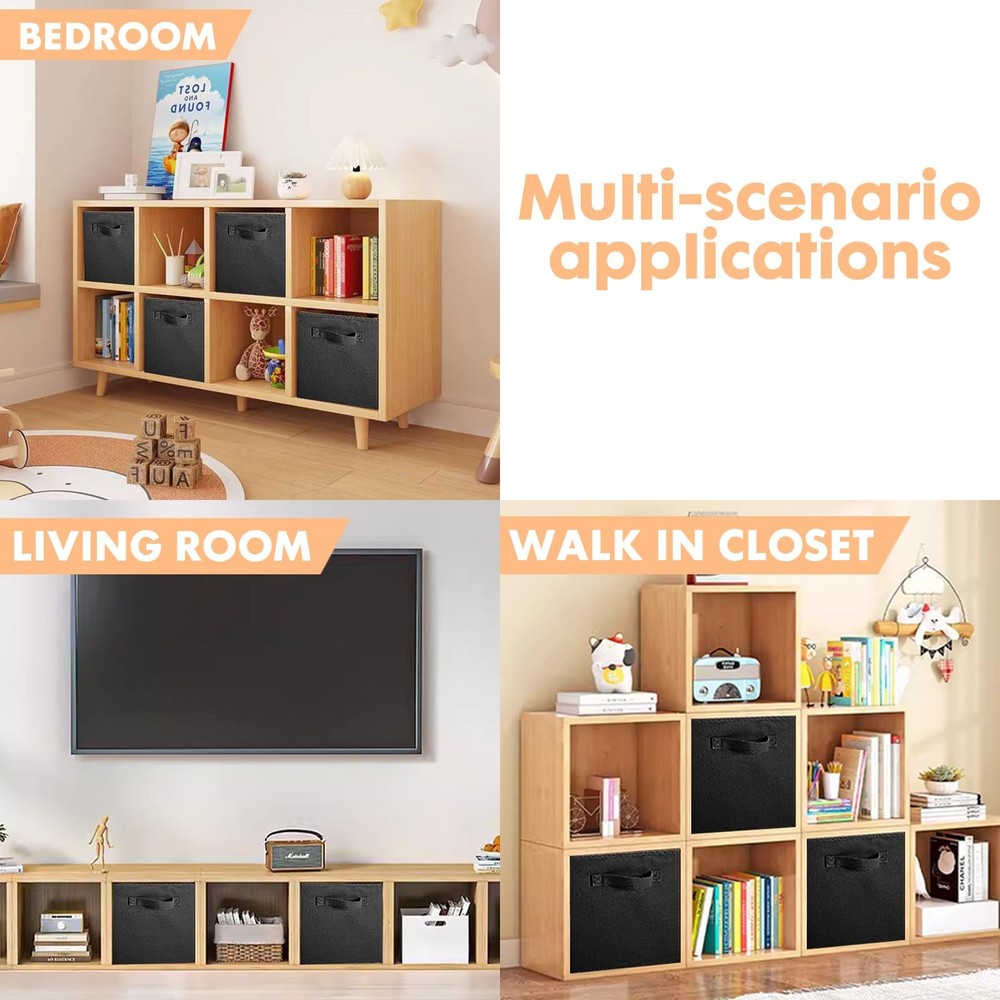 ShellKingdom Storage Bins, Foldable Fabric Cubes And Cloth 2, Black