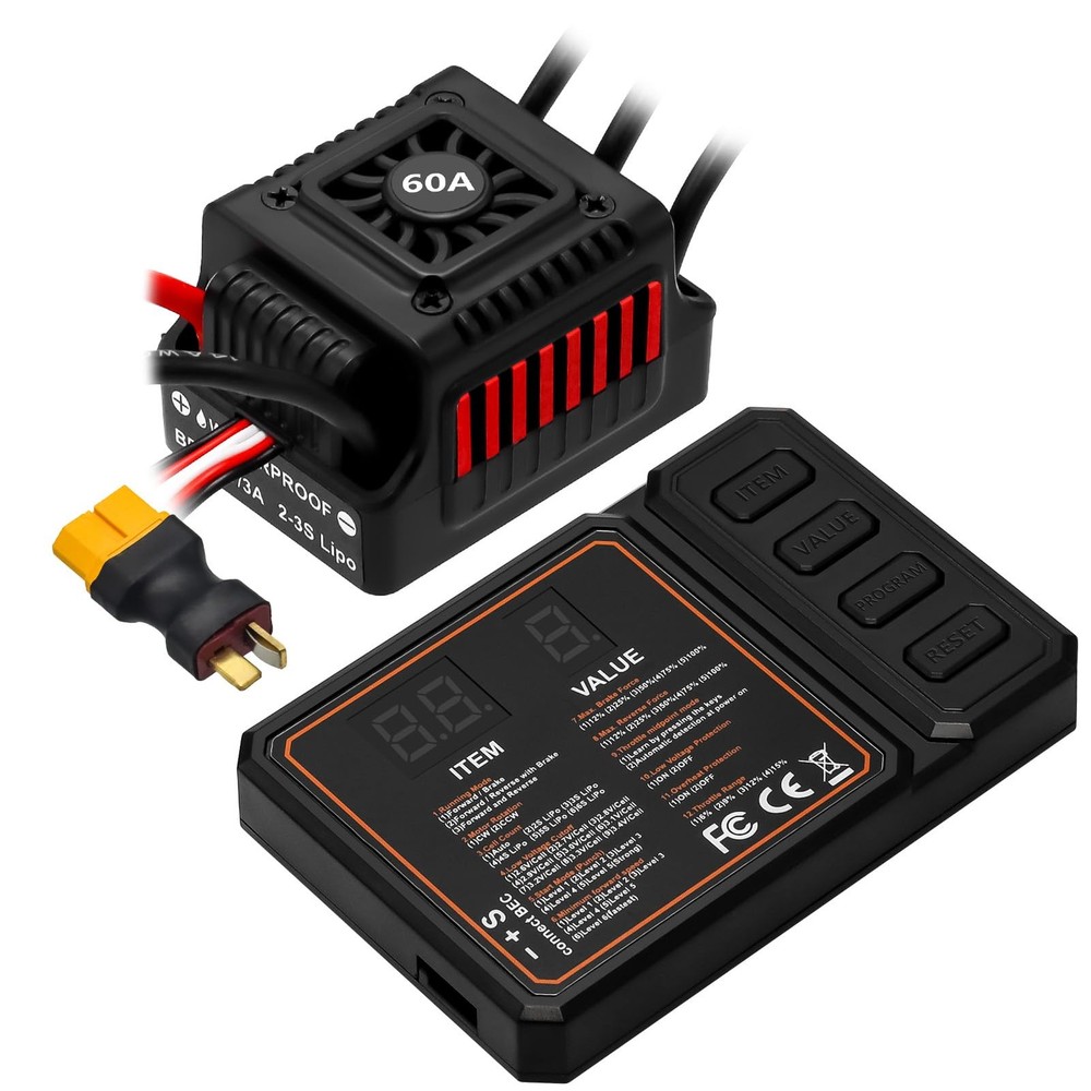 Upgraded 60A Brushless ESC 2-3S Electronic Speed Controller with Programming ...