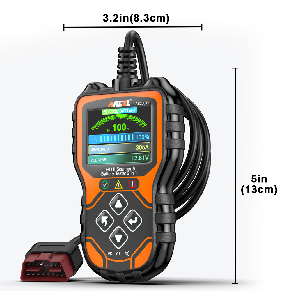 ANCEL AS200 PRO 2 in 1 Engine Check OBD2 Code Reader +24V 12V Car Battery Tester