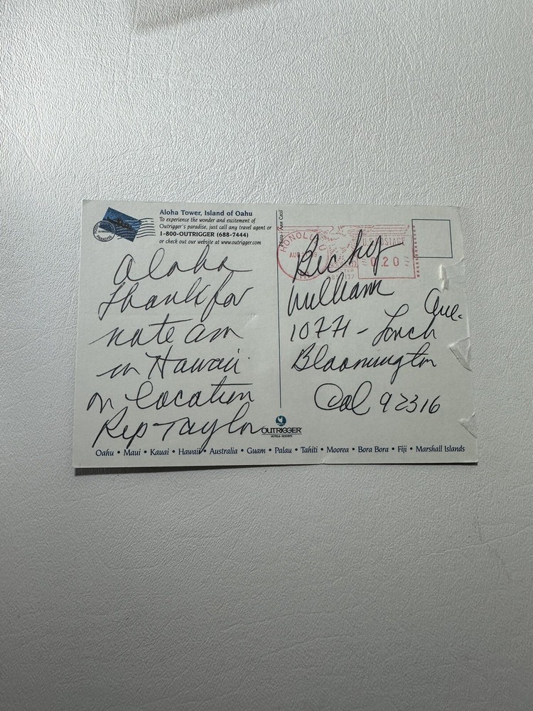 RIP TAYLOR signed AUTOGRAPH Postcard From Hawaii