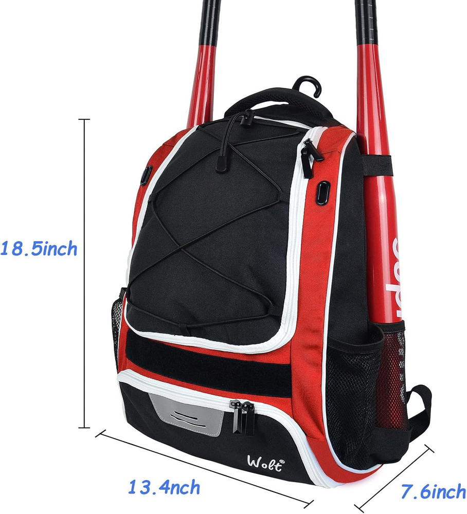 Youth Baseball Bat Backpack, Large Compartment, Separate Shoe Storage