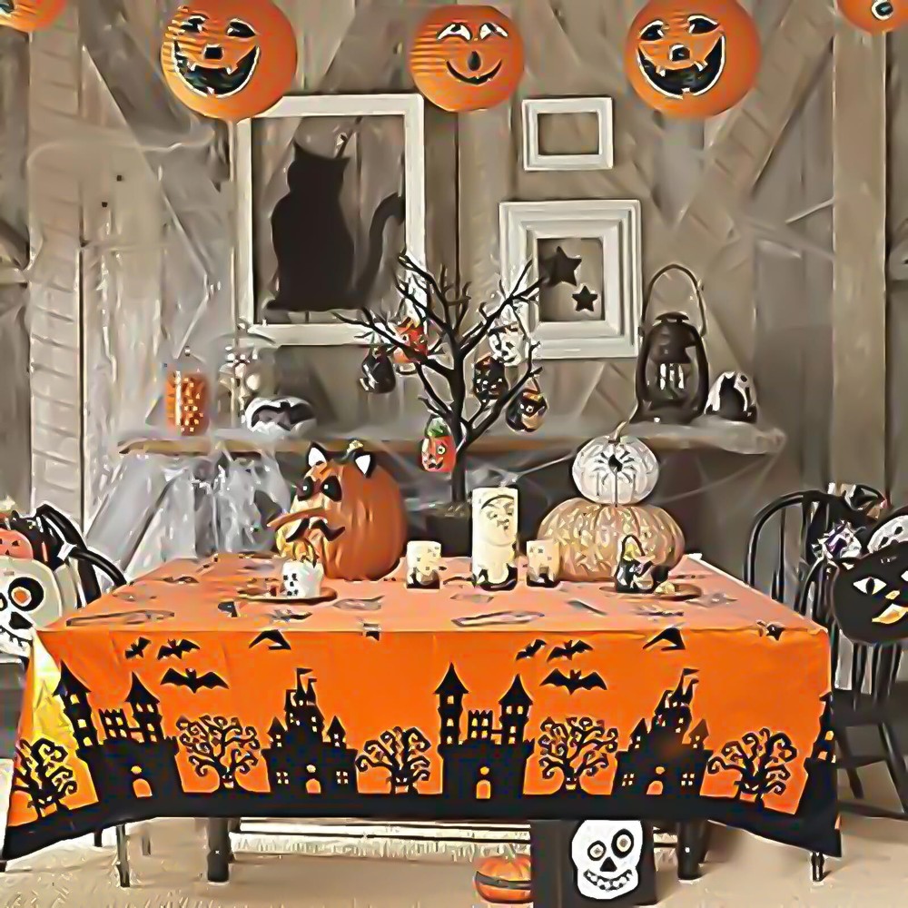 2Pc Halloween Tablecloth 54"x108" Rectangular Table Covers Halloween Party Decor