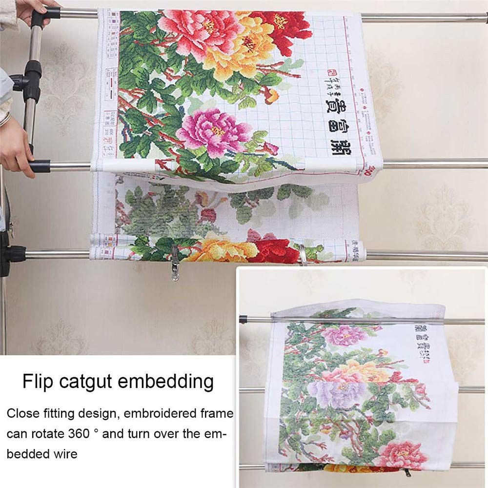 Needlework Floor Frame, Adjustable Cross Stitch Craft Stand, Standing Embroid...