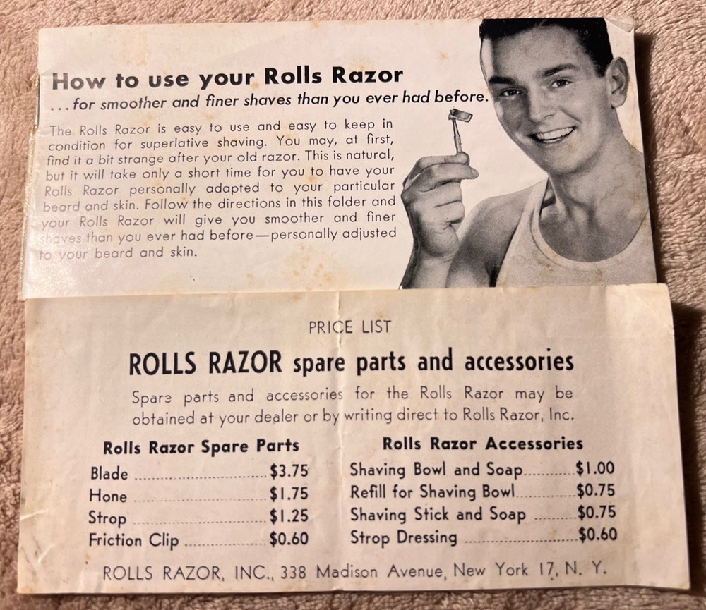 Rolls Razor w/ Instructions Vintage