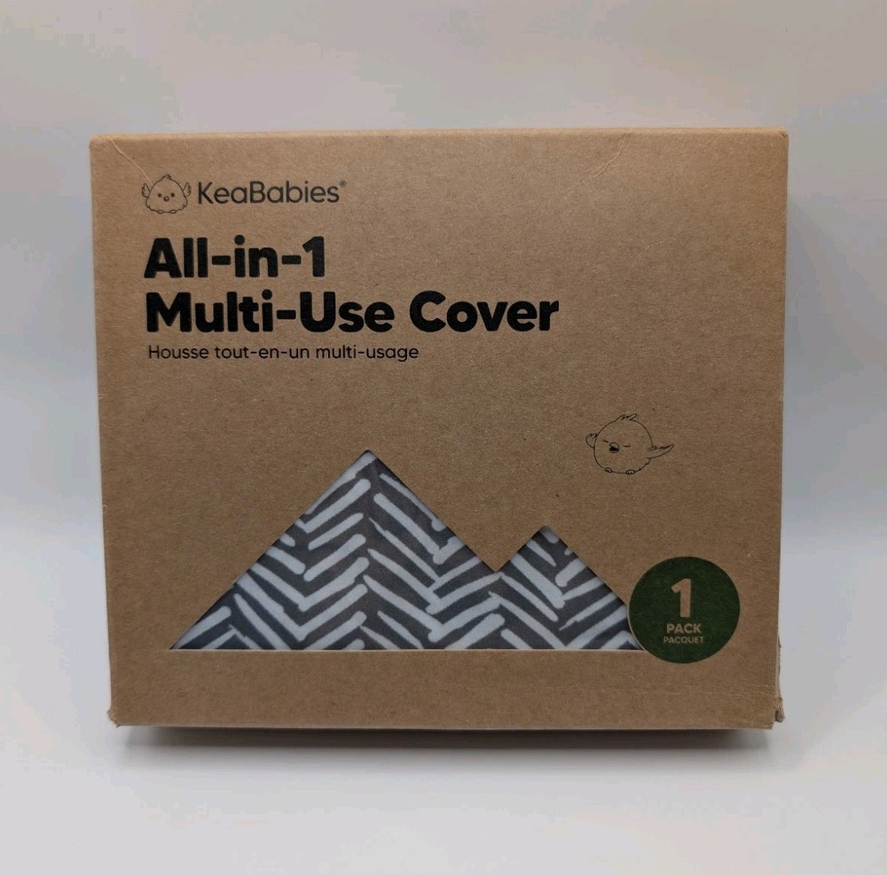 KeaBabies All-In-1 Multi-Use Cover: Gray/White, Herringbone Pattern