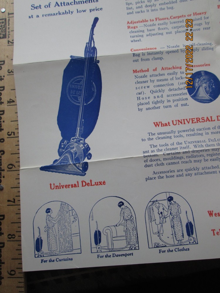 universal De luxe vacuum cleaner brochure