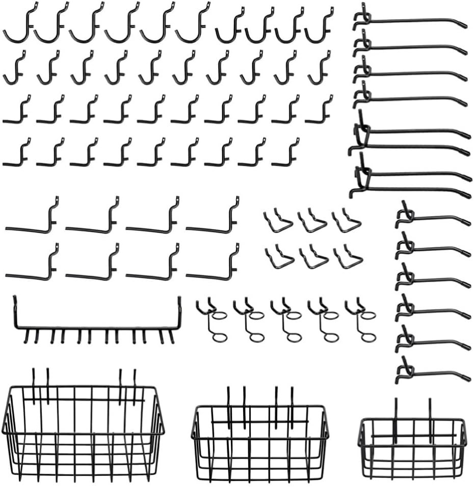 Black Pegboard Hook and Basket Set - Rust-Resistant & Durable 73-Pieces