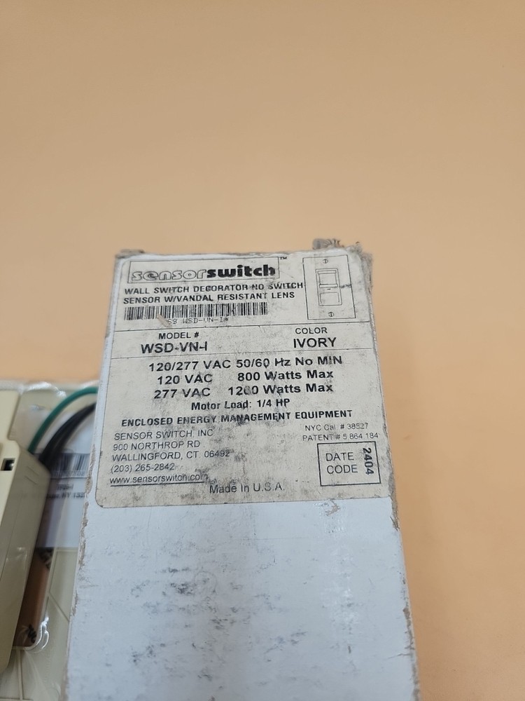 Sensor Switch WSD-VN Wall Switch Sensor. Ivory