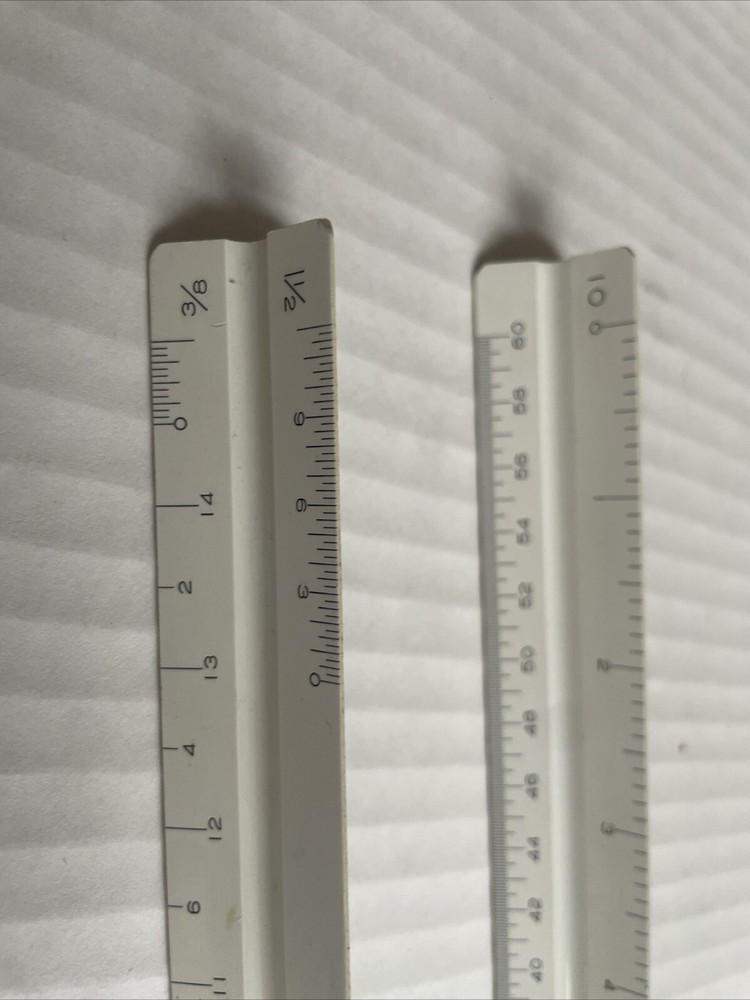 H 2 Pack Architectural Scale Ruler, 12" Triangular Architect Scale Engraf