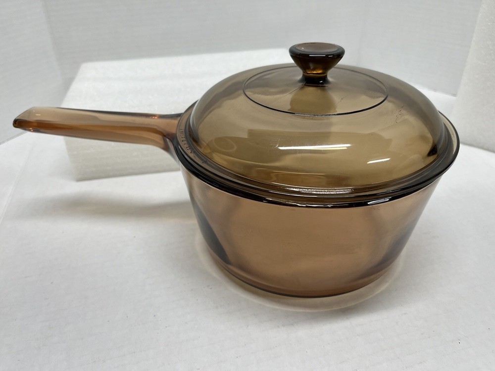 Corning Pyrex Visionware Amber Glass Saucepan + Lid